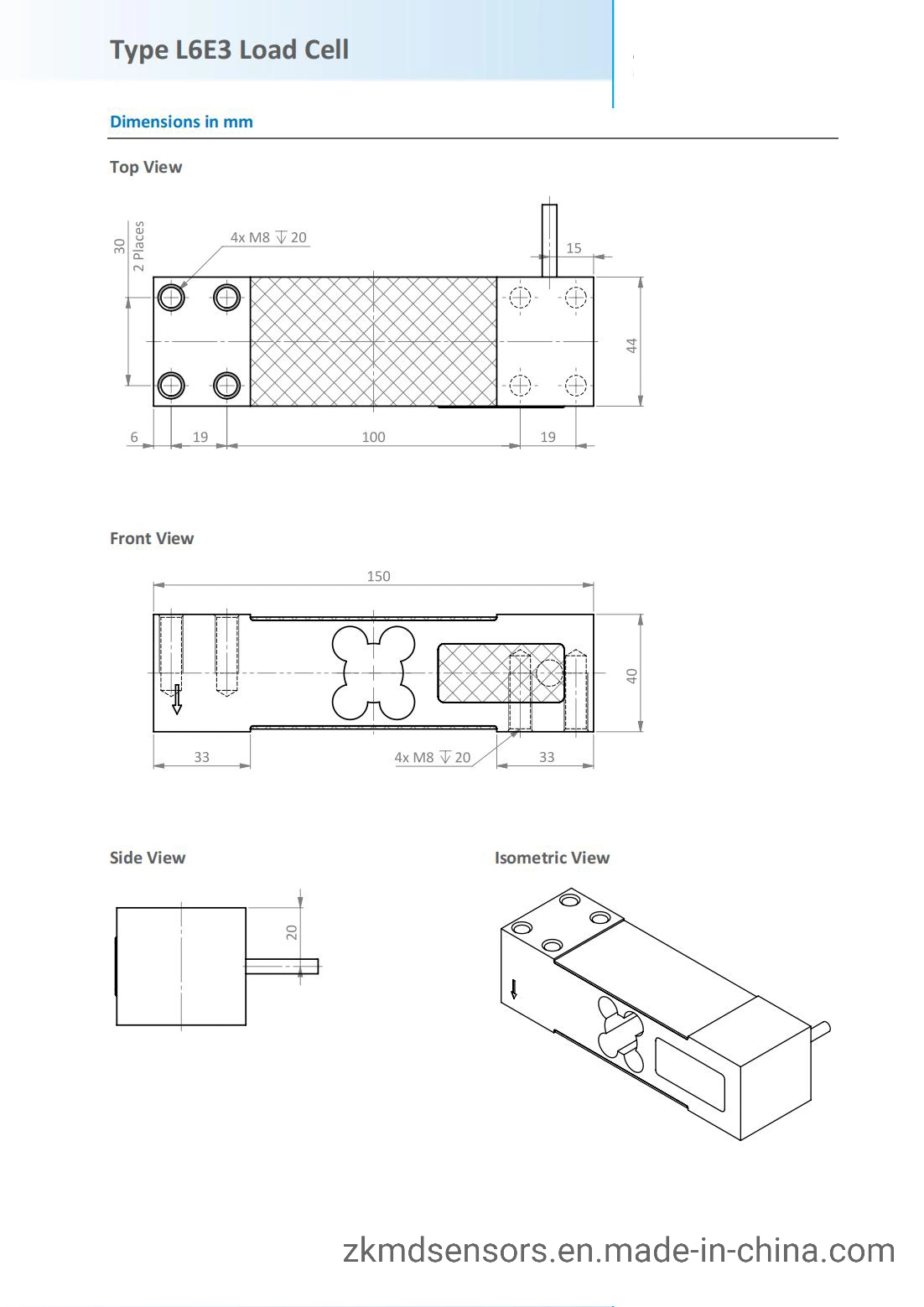 Zemic Single Point Load Cell 50kg Aluminum Alloy Weighing Pressure Sensor