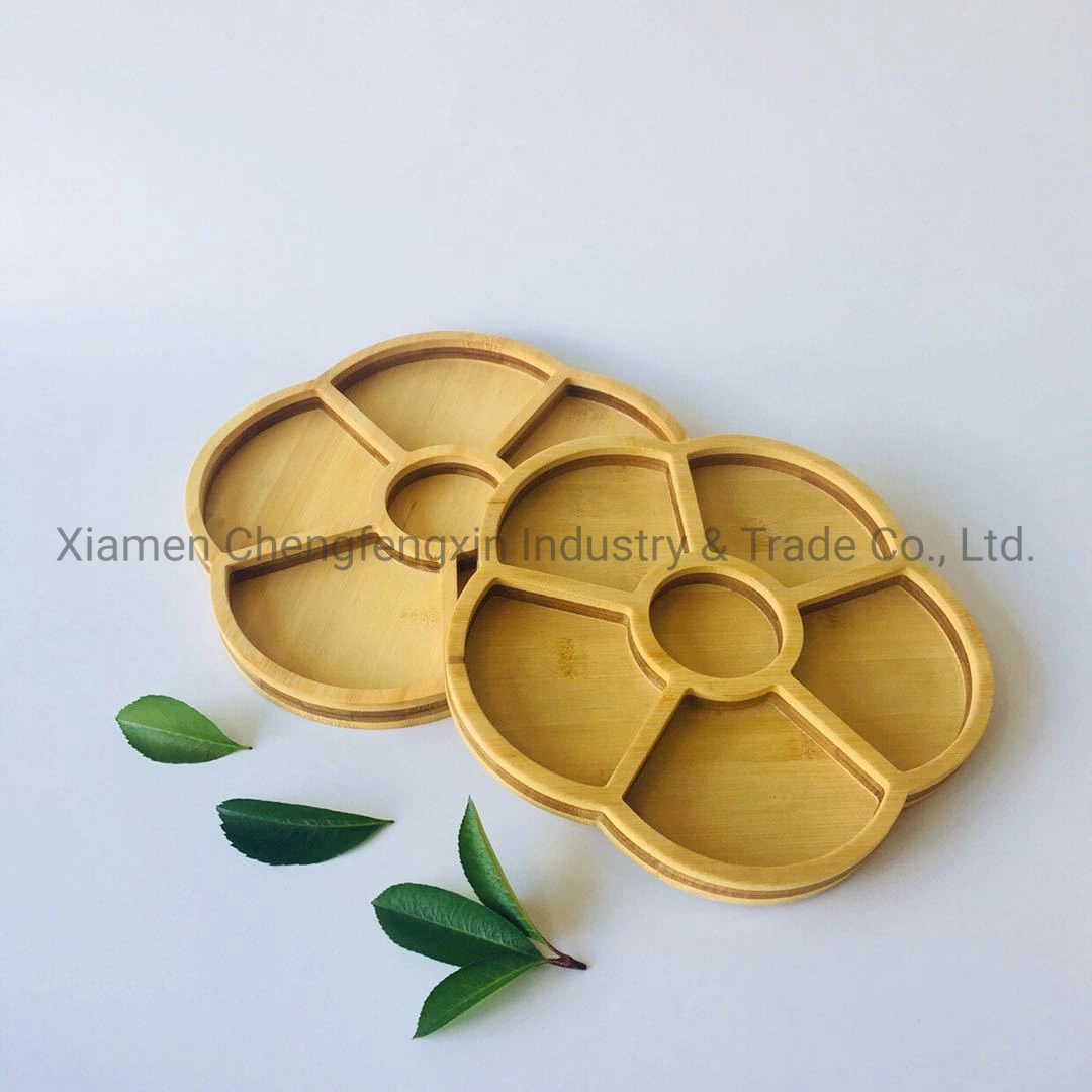 Factory Price Flower Shape Bamboo Fruit Tray