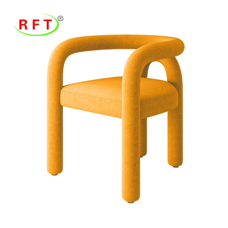 Colorful Fabric Comfortable restaurant Furniture Yellow Woolen Dining Bold Chair