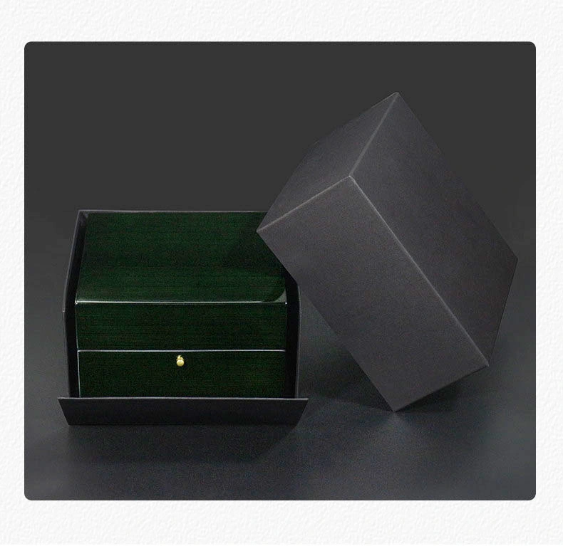 High-End Luxurious Watch Box Black-and-Green Wood Grain Piano Lacquer Paint PU Leather Goods in Stock Customization Overprint