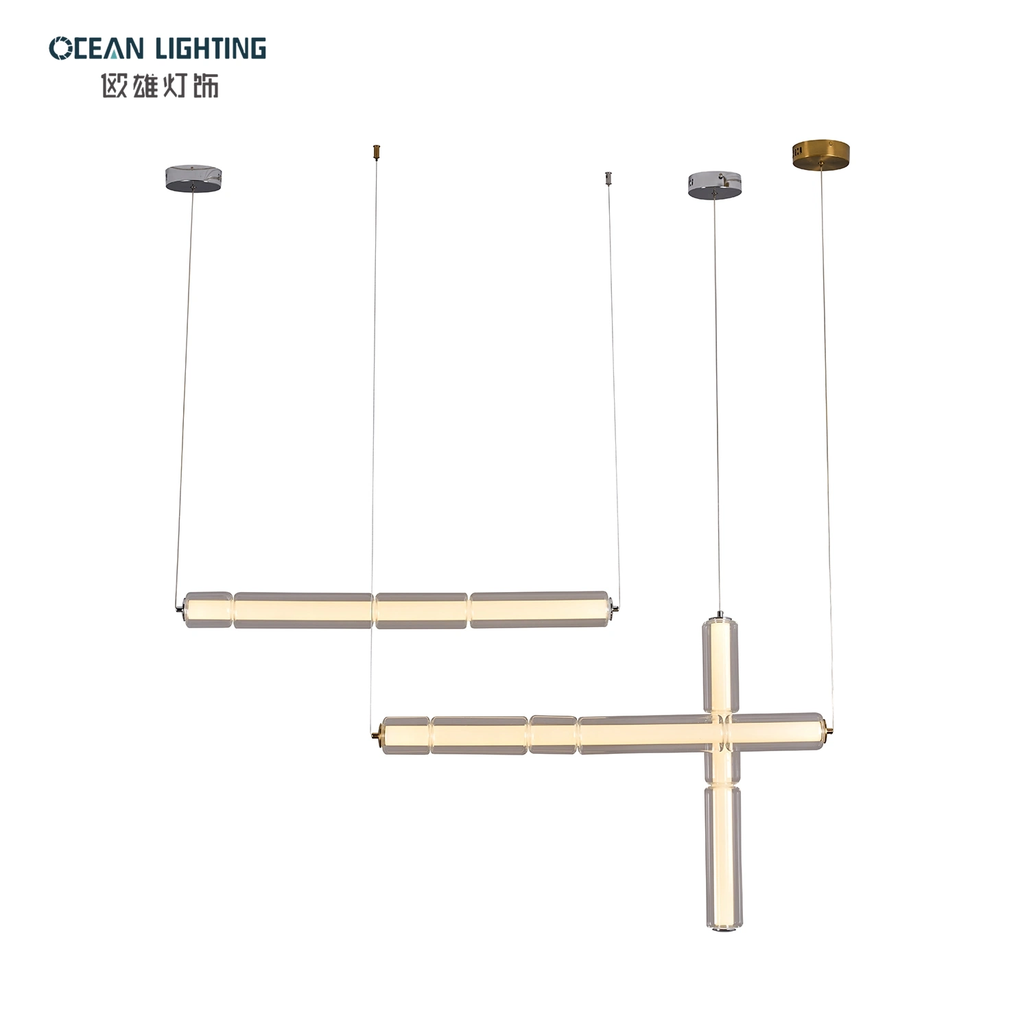 Ocean Lighting LED Modern Bamboo Decoration Light Glass Pendant Lamp