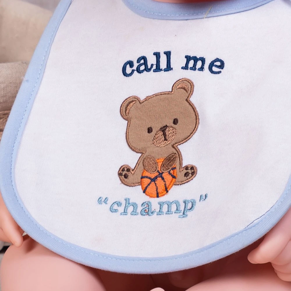 100% Cotton Interlock Embroidered Unisex Newborn Infant Toddlers Baby Bib