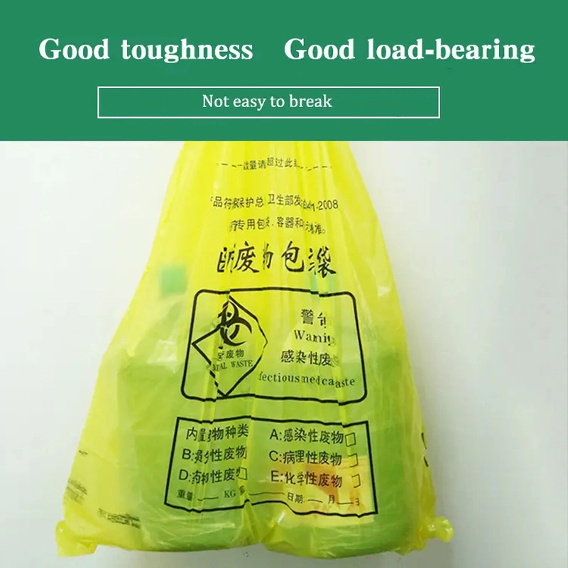 Hot Sale Disposable Medial Hospital Waste Garbage Bag Thickened Flat Mouth Portable Type Garbage Plastic Bag on Roll Dustbin