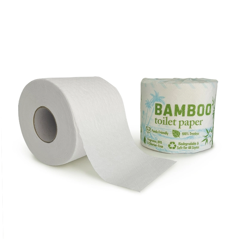 Individual Paper Wrap 2ply 15GSM 300 Sheets White Bleached Environmental Friendly Tree Free Bamboo Pulp Toilet Tissue Toilet Paper