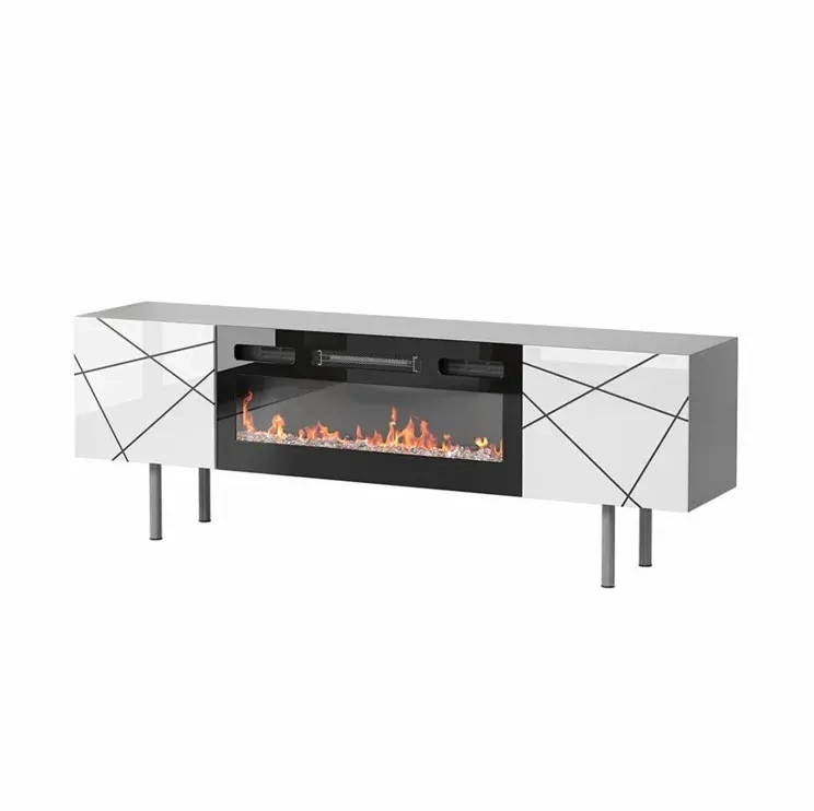 Elektrische Kamin TV Konsole mit Heizfunktion und LED-Simulation Feuerdekoration