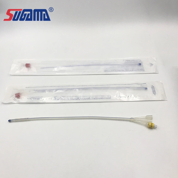 Medical Disposable Silicone Coated Latex Foley Male Catheter with Water Pouch