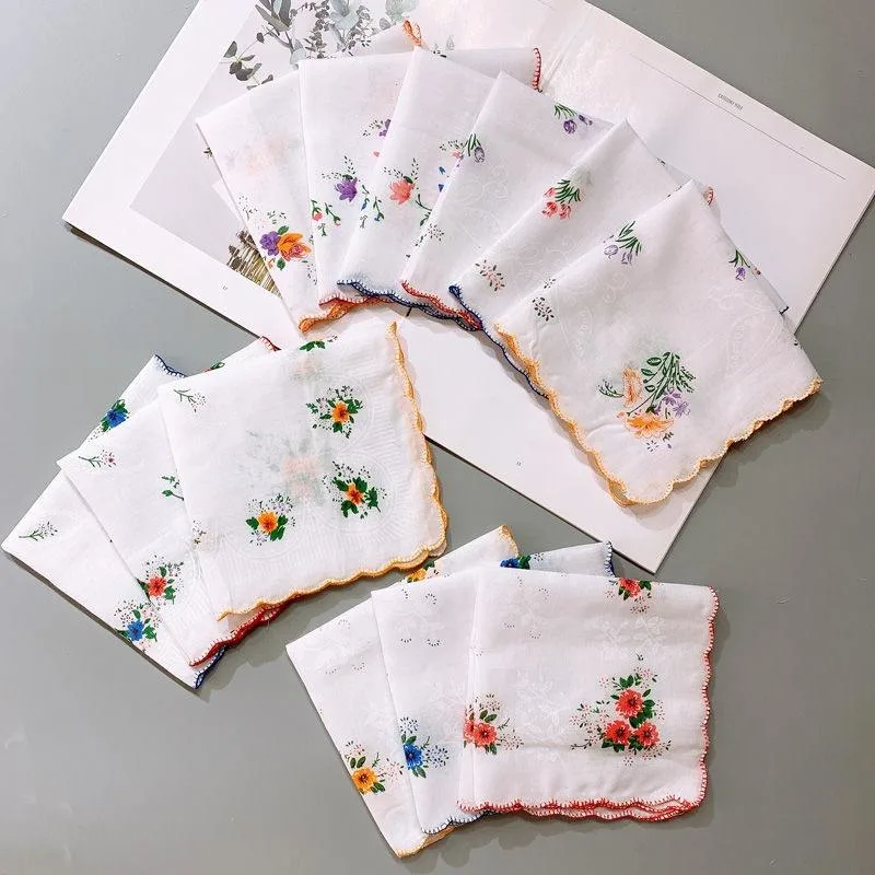 Ladies Pure Classic Print Nostalgic Old Water Absorbent Small Square Towel Cotton Handkerchief