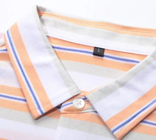 Cotton Pique Stripes Slim Fit Casual Custom Polo Shirts for Mens