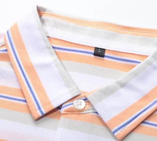 Polo personalizado casual de ajuste estreito em algodão Pique Stripes para Para homem