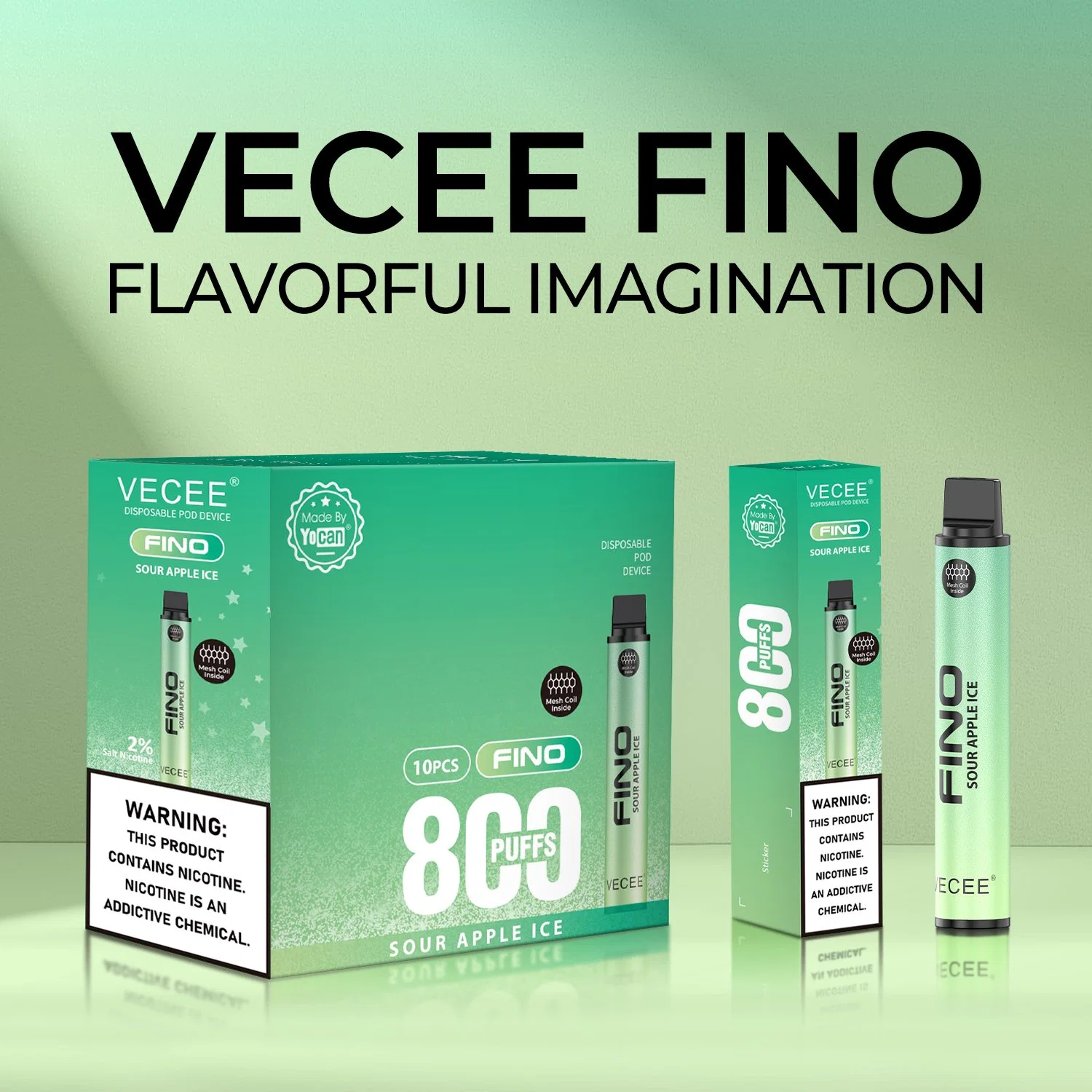 precio de fábrica Vecee Vape vaporizador 600mAh 800 inhalaciones de la bobina de malla Vertical Vape vaporizador E-cigarrillo desechable