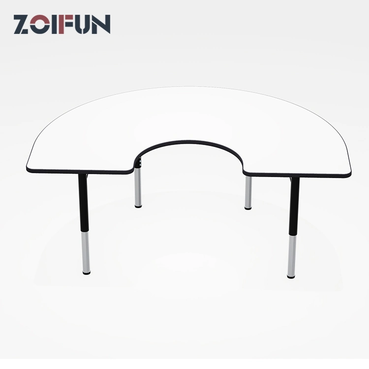 Meeting Office School Adjustable Height Table Desk; Moon Shape China Direct Factory Kid Children Furniture