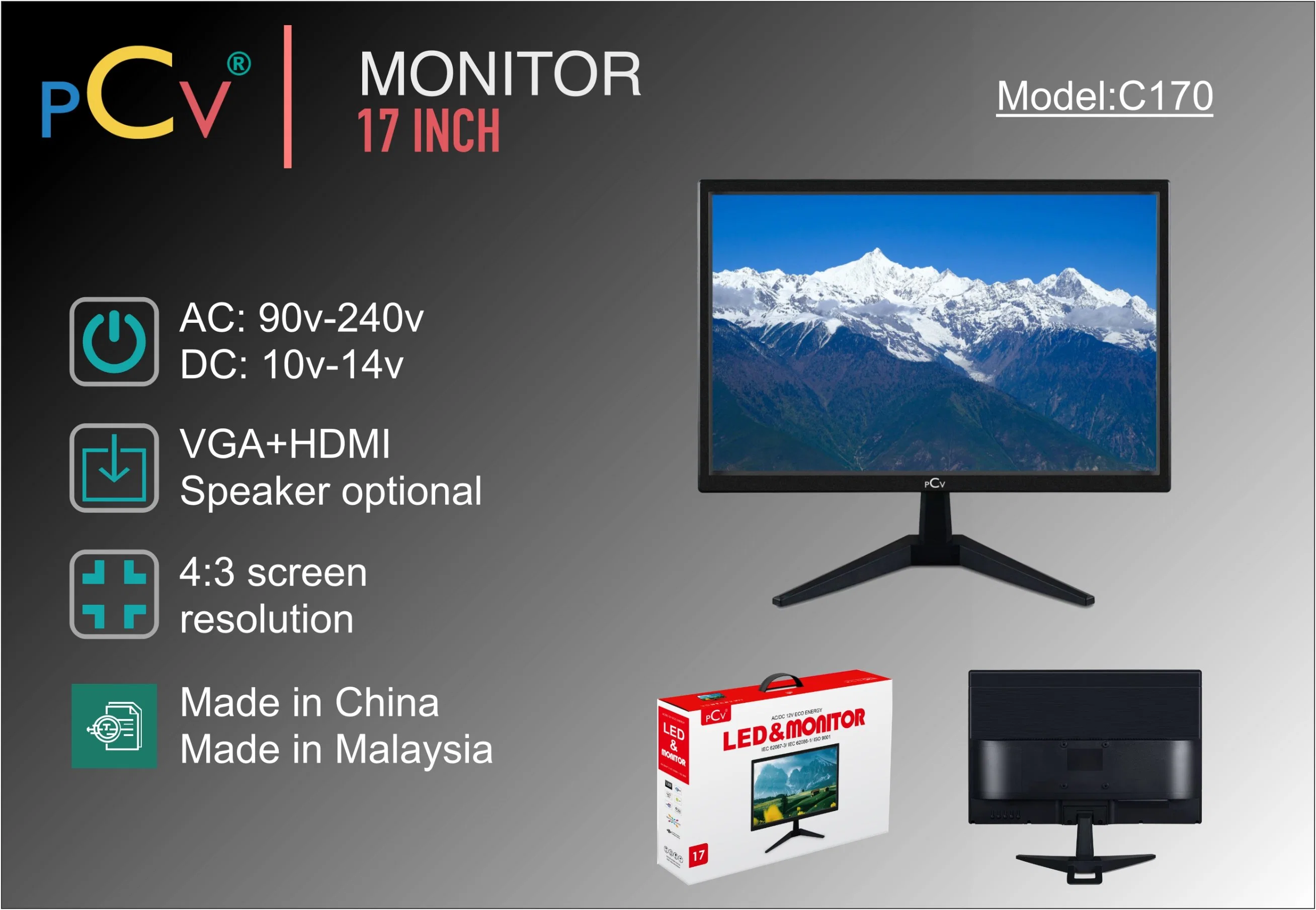 19 Inch Square Screen 4: 3 PC Monitor, Low Price Refurbished Screen, Made in Malaysia Japan Screen