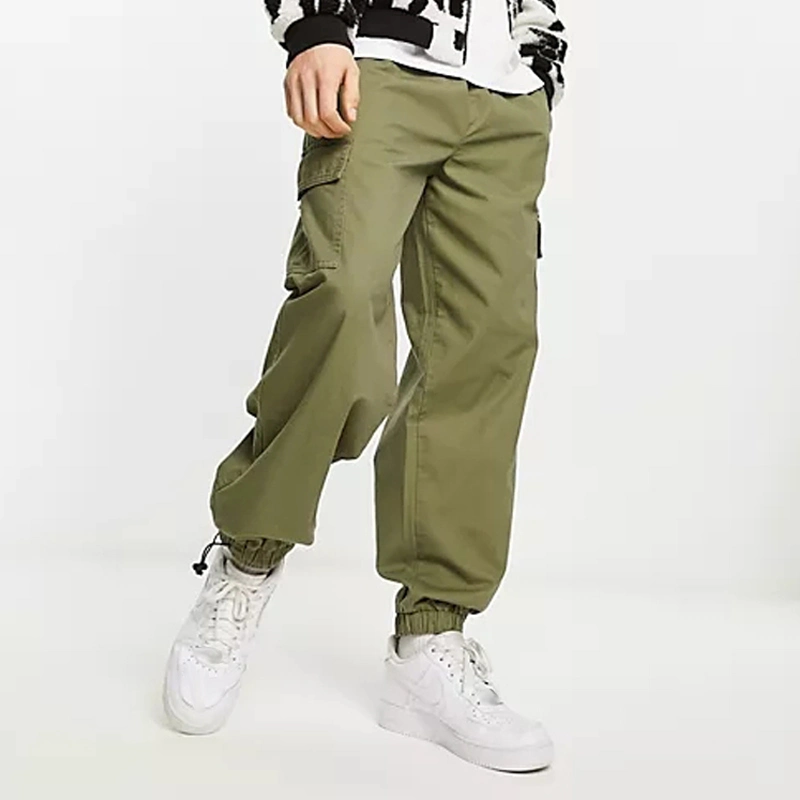 Custom Logo Toggle Cuffs Functional Pockets Drawstring Waistband Men's Cargo Pants