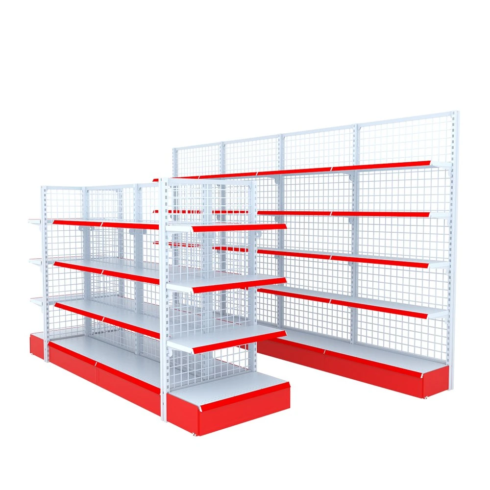 2022 Wire Mesh Gondola Shelving White Supermarket Racks Shelves