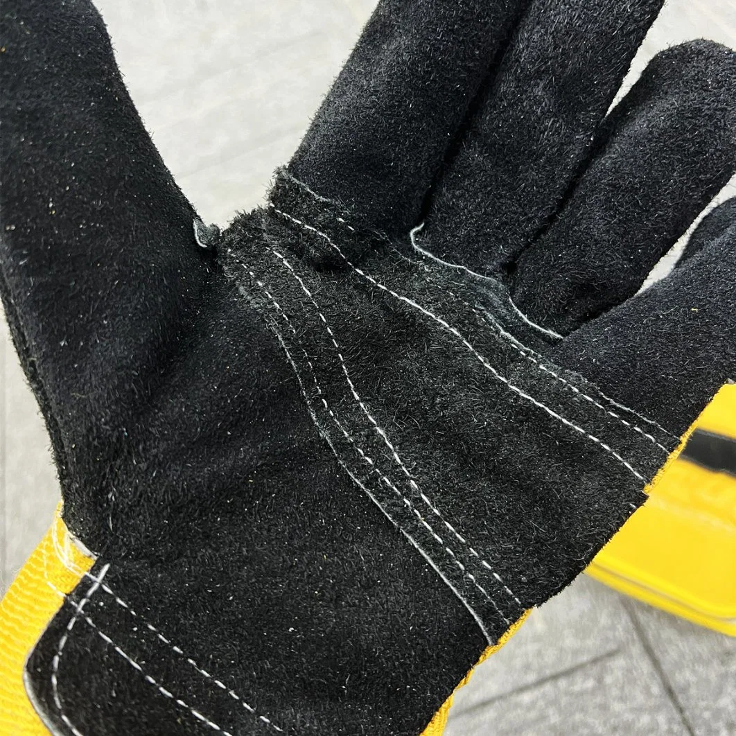 Black Double Palm Anti Abrasion Welding Gloves Working Rigger Gloves Cow Leather Gloves Work Labor Gloves