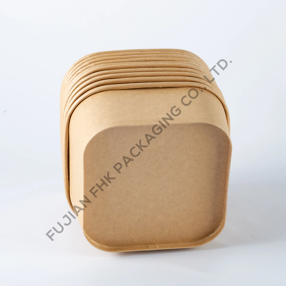 Wholesale/Supplier Custom Logo Disposable Fast Food Packaging Square Paper Salad Bowl