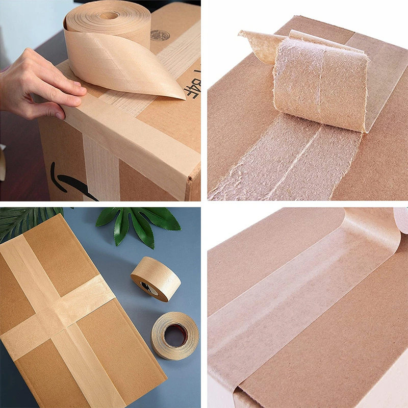 1 Rolls 70mm 150m Brown Paper White Wet Water Activated Kraft Custom Gummed Paper Tape Packaging