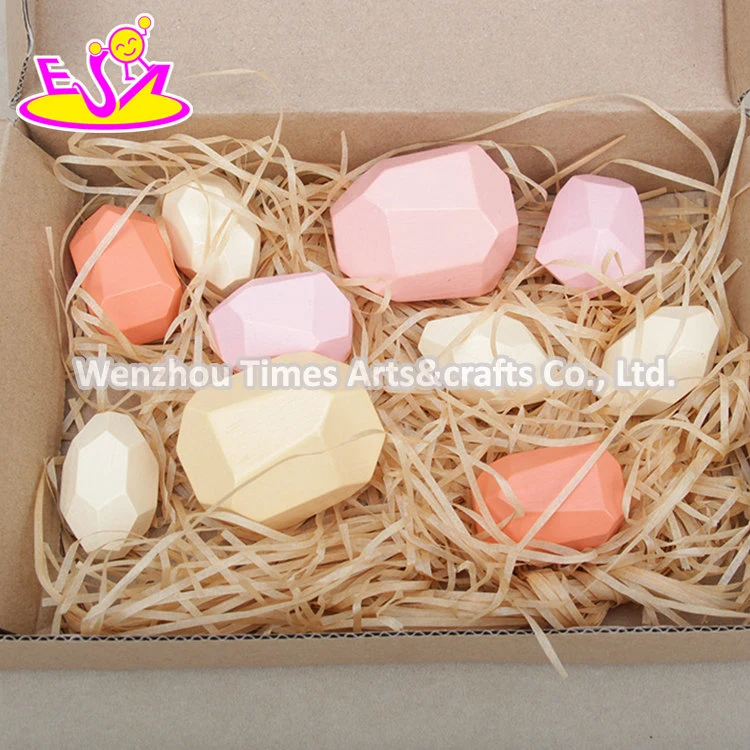 Customize Stone Shape Wooden Infant Stacking Blocks for Children W13D308