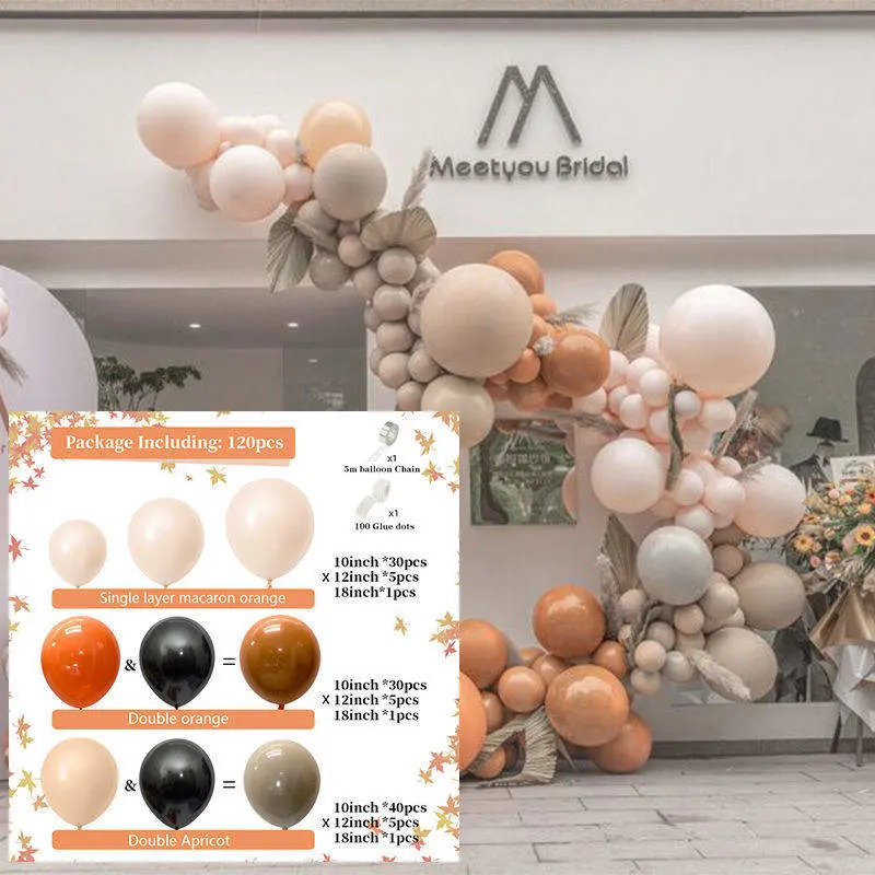 120PCS Pastel Orange Latex balloon Wedding Party Decorations Balloons Garland Arch Kit Bridal Shower Birthday Party Balloon