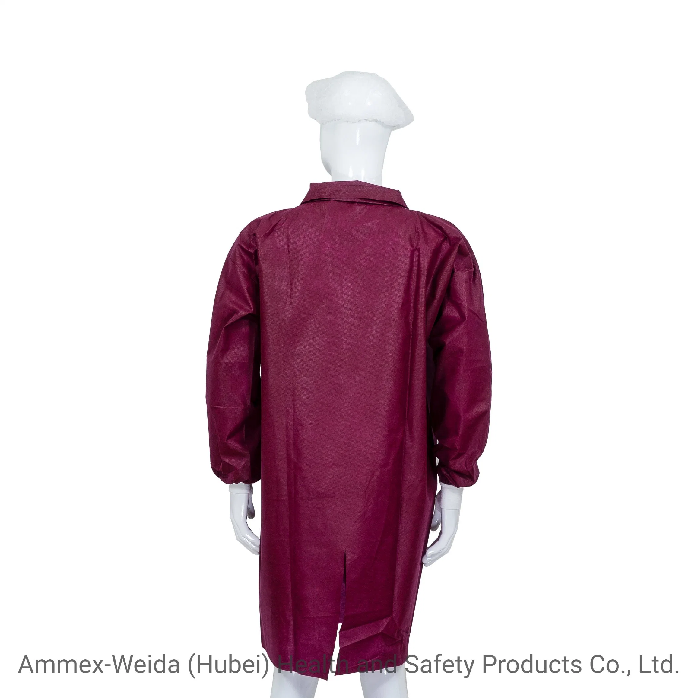 استخدم مرة واحدة PCP/SMS/MP/Tyvek Lab Coat مع لقطات ذات نمط مختلف تمنع الياقة الغبار الذي تستخدمه الشركة المصنعة للكبار باستخدام طبقة الغبار