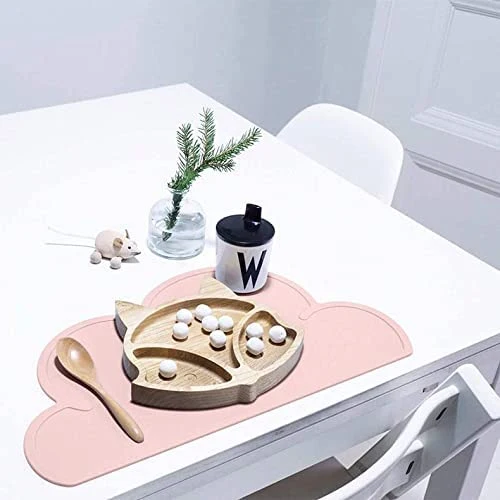 Silicone Tablemats Kids Placemats Non Slip Suction for Toddler Heat Resistant Baby Placemats Stick to Table Portable Easy to Clean