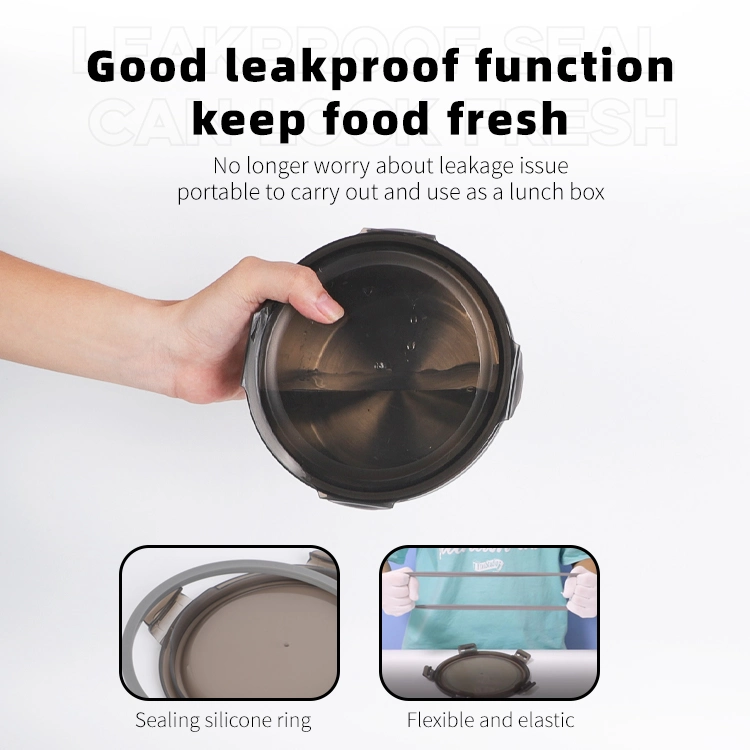 Wholeasale BPA Free Round Shape Plastic Stainless Steel Bento Lunch Box Food Packing Container with Airtight Lid