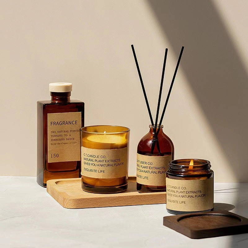 Vente en gros Brown foncé parfum de maison bouteille vide Reed verre diffuseur Verre à bouteille