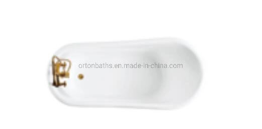 Ortonbath Ouro Branco Clawfoot Acrílico Adulto Autoportante Banheira nadar banheira de spa banheira de plástico independente Sanitária Banheira com chuveiro de ouro definido