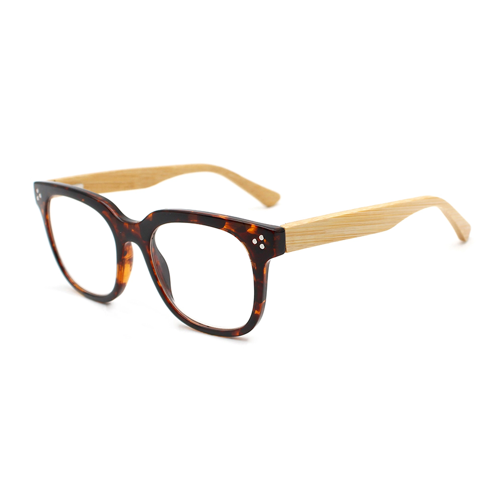 Unique Design Bamboo Temple Circle Frame Ecofriendly Reading Glasses Wholesale/Supplier Flexible Hinge Best PC Reading Glasses (WRP21052)