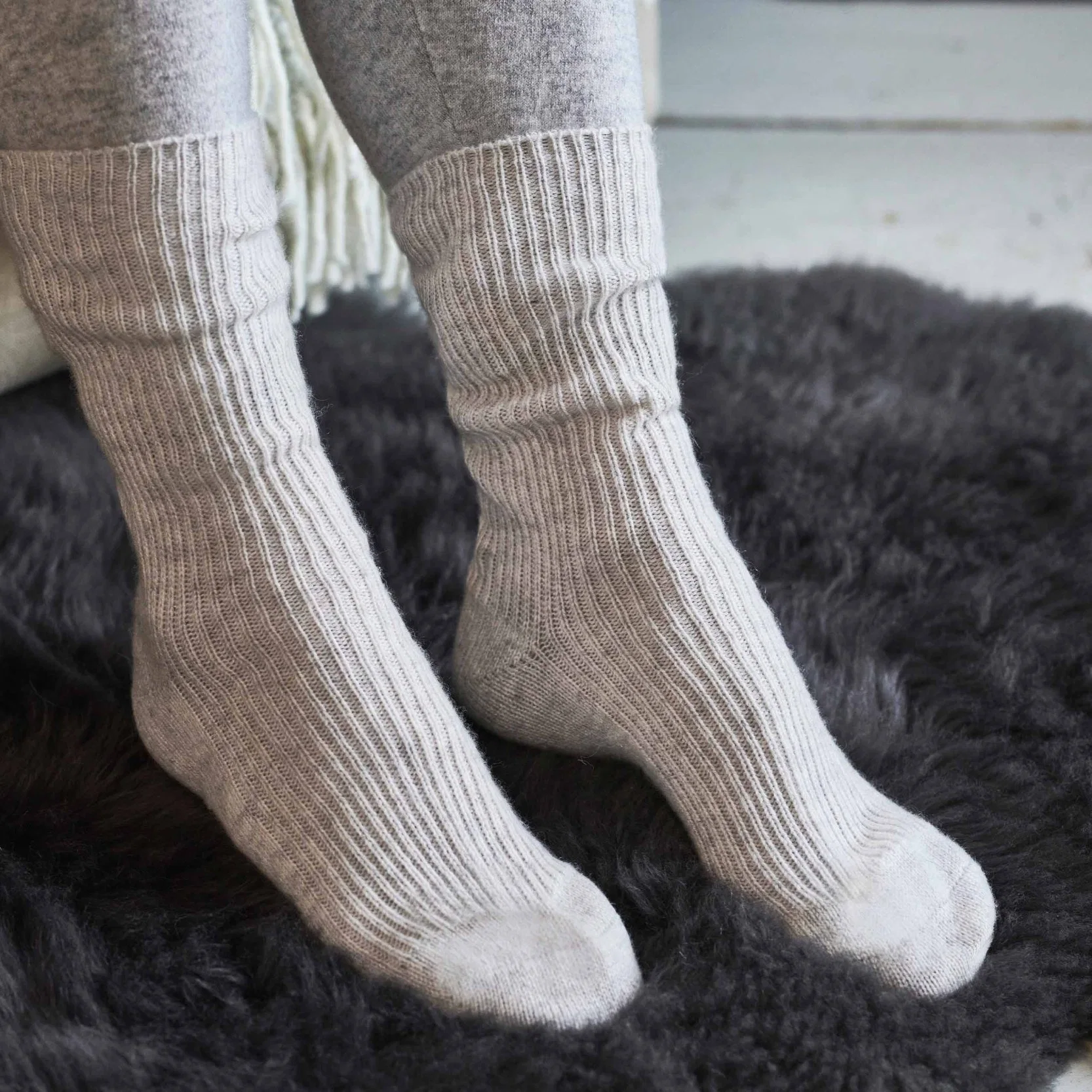 Ladies Fashion Cashmere Blended Rib Ankle-Length Socks Apparel Accessories