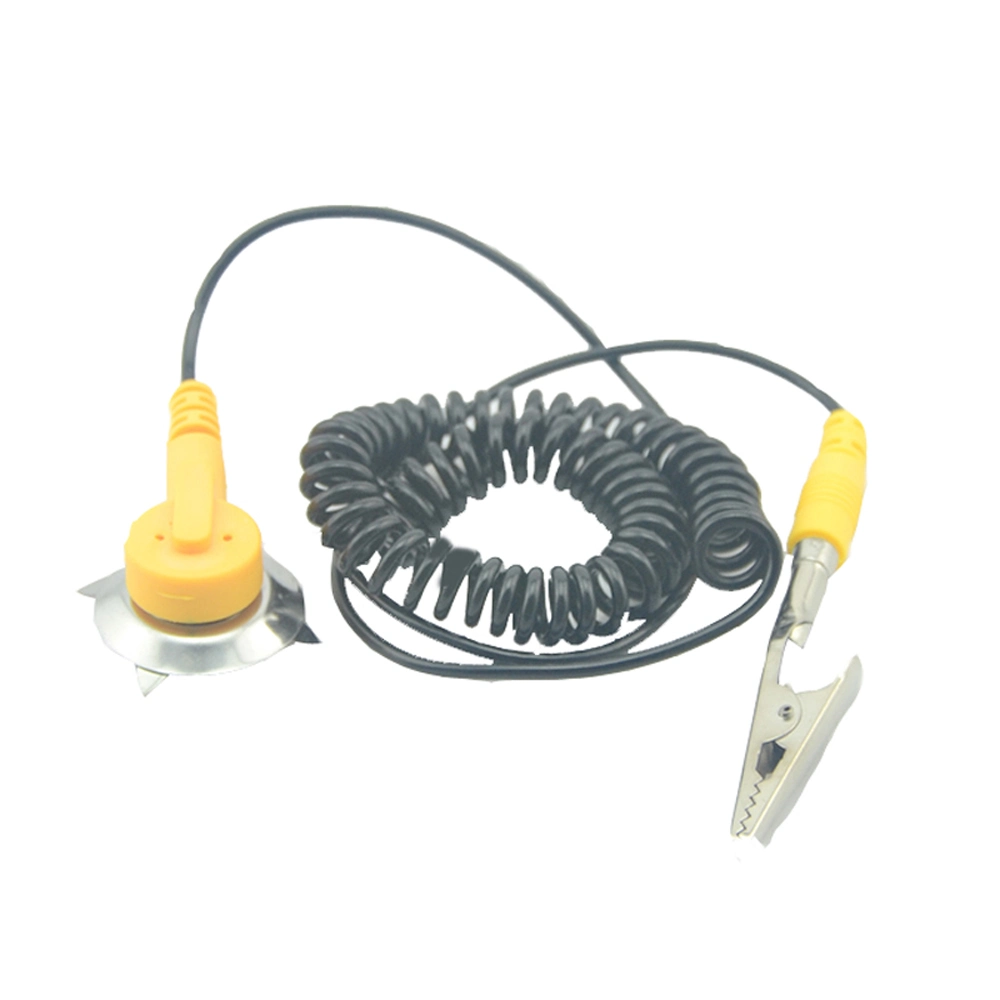ESD Grounding Coil Cord with Press Button and Clip for Work Station Static Control