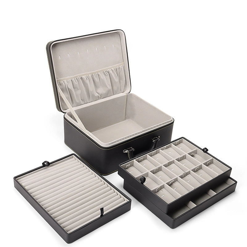 Portable Jewwlry Storage Box Ring Earrings Necklace Packing Box Custom Large Capacity Jewelry Box Three-Layer Bracelet Storage Box