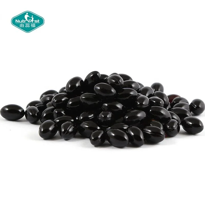 Etiqueta personalizada Fuente prensada en frío Nigella Sativa Softgel Negro semilla Cápsulas de aceite para el crecimiento del cabello Salud de la piel