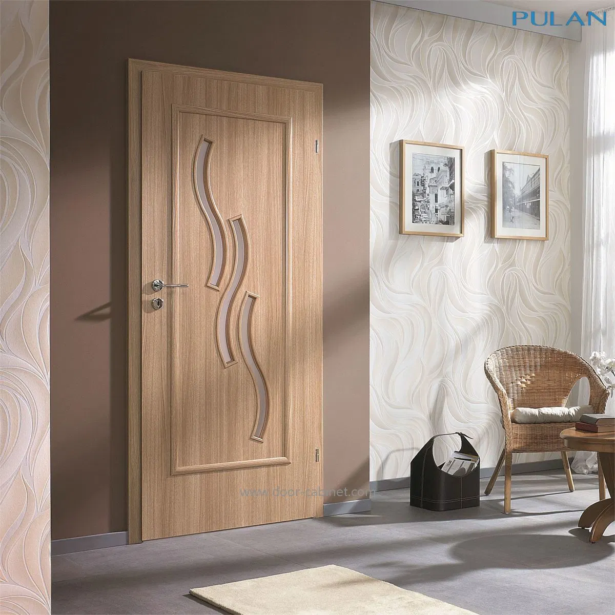 Custom Composite Teak Modern Plywood Main Internal Room Flush Panel Fire Rated MDF Timber WPC Solid Interior Hard PVC Wooden Door