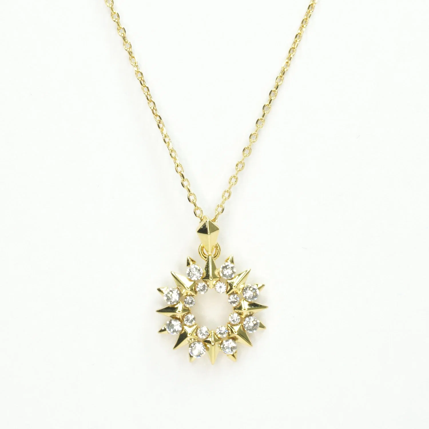 Hot Custom 18K Gold Fashion Sterling Silver Jewellery Diamond Sunflower Necklace Wholesale/Supplier