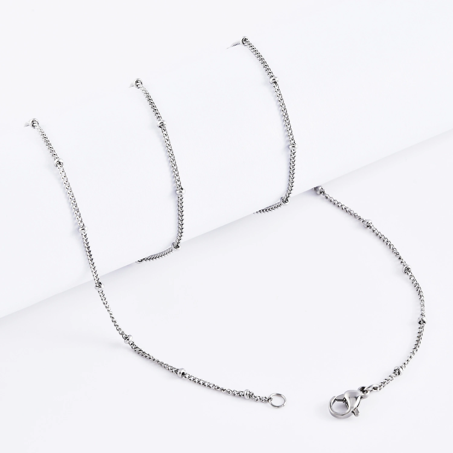 Stainless Steel Fine Necklace Ball Curb Chain Bracelet Anklet Lady Fashion Jewelry