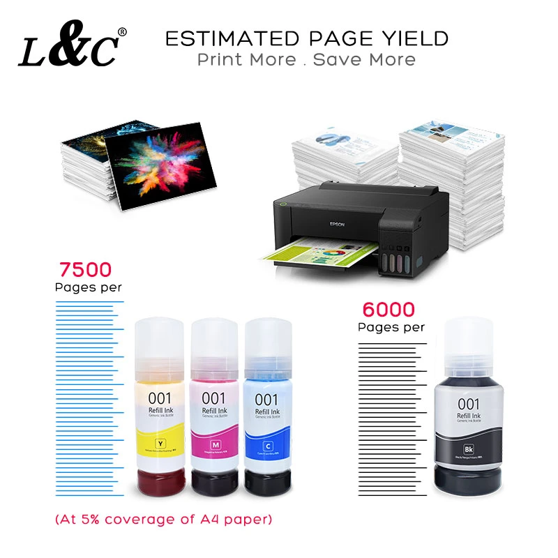 L&C High quality/High cost performance 001 Pastel Printing Dye Print Ink for Epson L4150 L4160 L6160 L6170 L6190