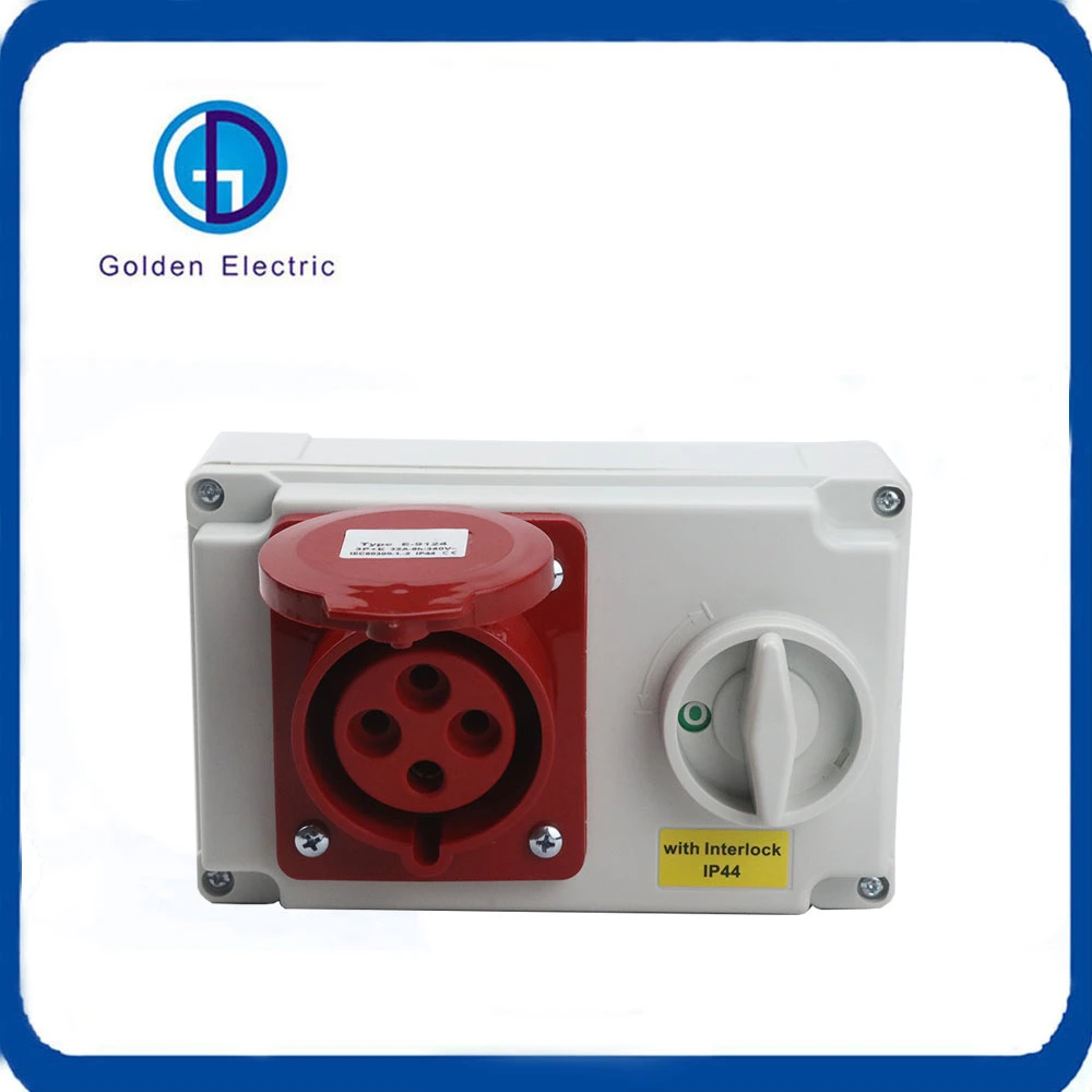 IP44 plugue Industrial Socket 380V 415V 16A 32A de 4 pinos do interruptor de intertravamento de caixa de tomada multifuncional de tomada Industrial e o bujão