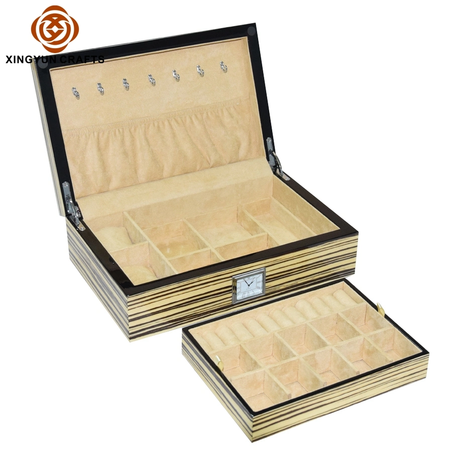 Luxury Wooden Craft Gifts Jewelry Case Large Capacity Jewelry Organizer Box with Cosmetic Mirror