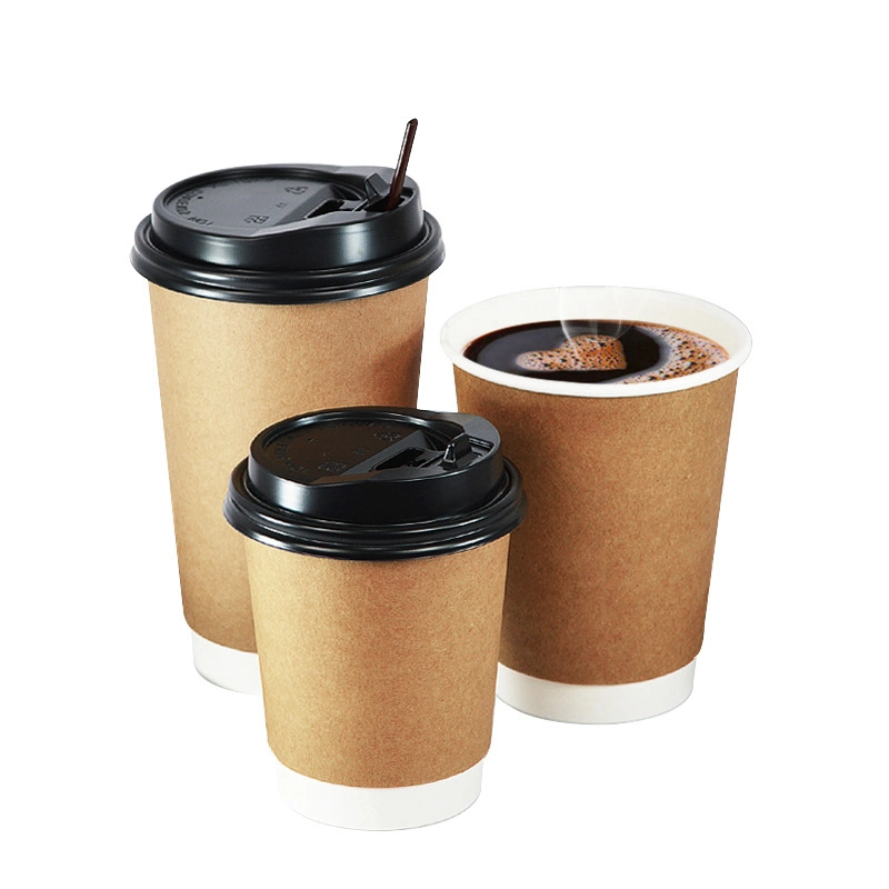 Wholesale Price Eco-Friendly Decorative Hot Paper Cup Sleeve 4oz/8oz/16oz/20oz Double Wall Hot Milk Tea Paper Cup