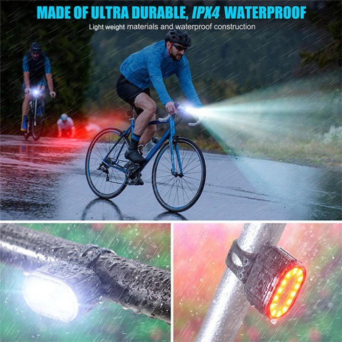 Super Bright Cycle Vorder-und Rückseite Fahrradbeleuchtung USB wiederaufladbar Langlebige wasserdichte Nacht Reiten Fahrrad LED-Leuchten Set