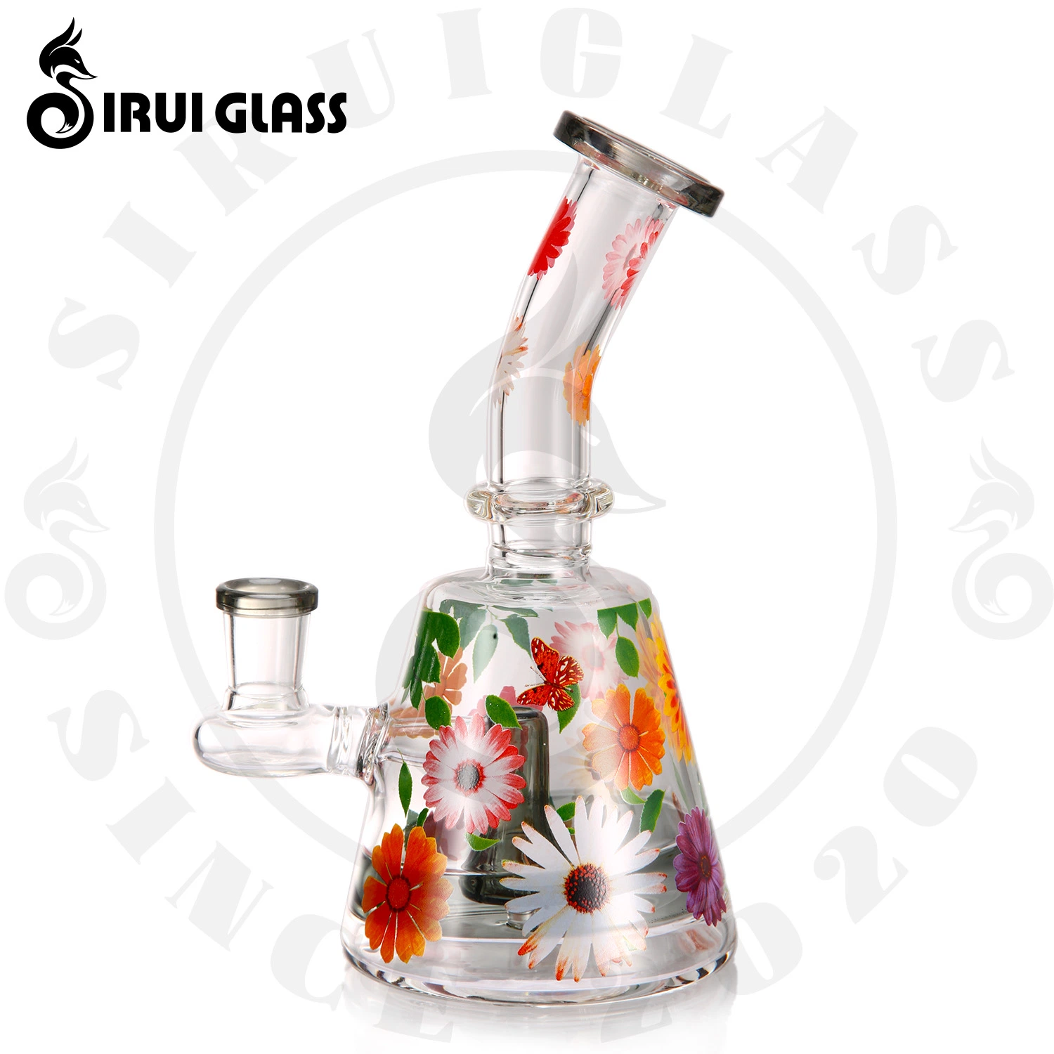 2023 China Wholesale/Supplier 7.1 Inches Glass Smoking Water Pipe Sunflower Daisy Decal Shisha Hookah Glass Oil Burner Pipe Shower Perc DAB Rig Smoking Pipe