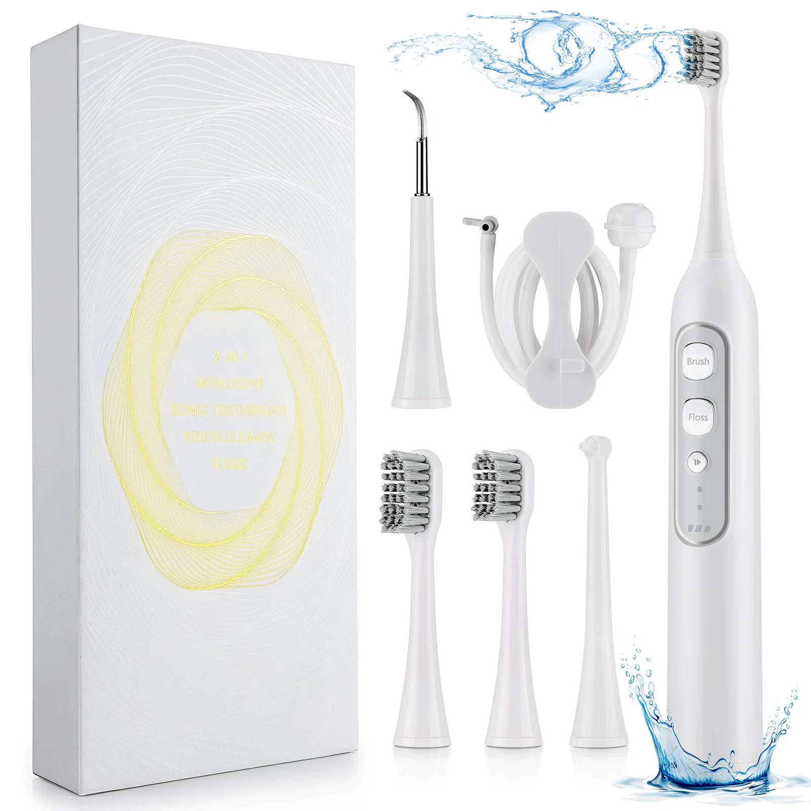Jssan 3 em 1 Kit de branqueamento dentário Oral Irrigator Produto de limpeza de dentes Ultra-sônico escova de dentes elétrica água Flosser para viagens em casa