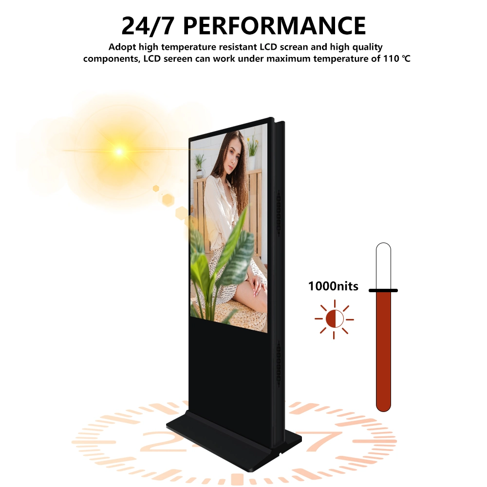 Factory Custom 55 Inch Hot Sale Double Sides LCD Digital Signage High quality/High cost performance  Ultra-Thin Floor Standing Stand LCD Display