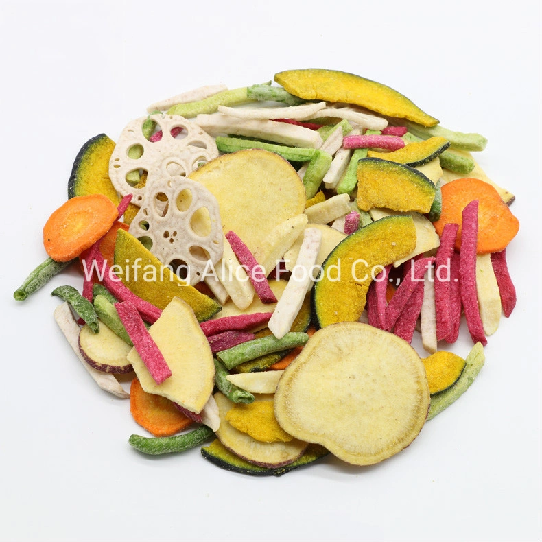 Healthy Crispy Vegetable Snacks Supplier Low Calories Sliced Shape Mixed Vegetable Chips