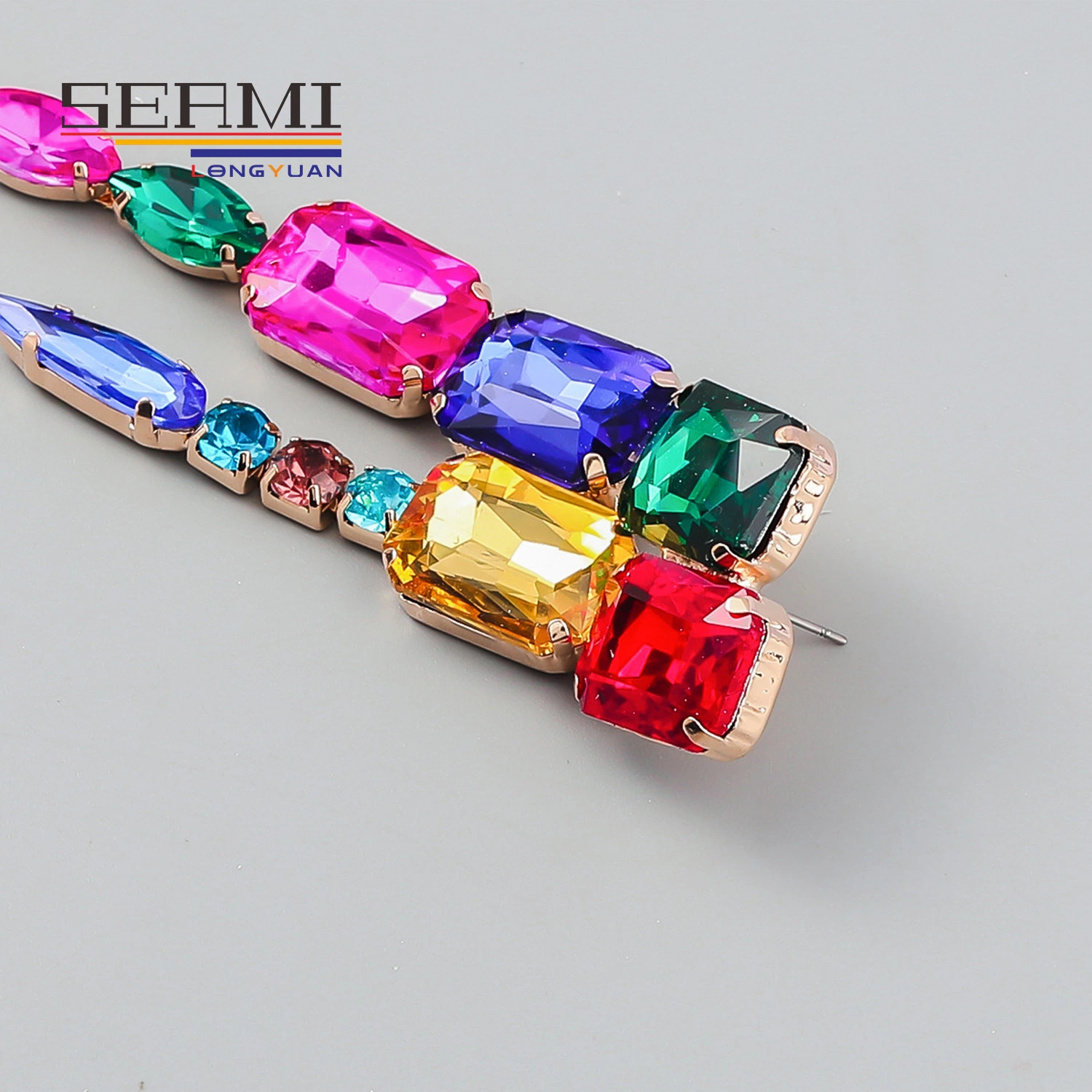 Multicolor Rhinestone Dangle Bridal Wedding Crystal Tassel Earrings for Women