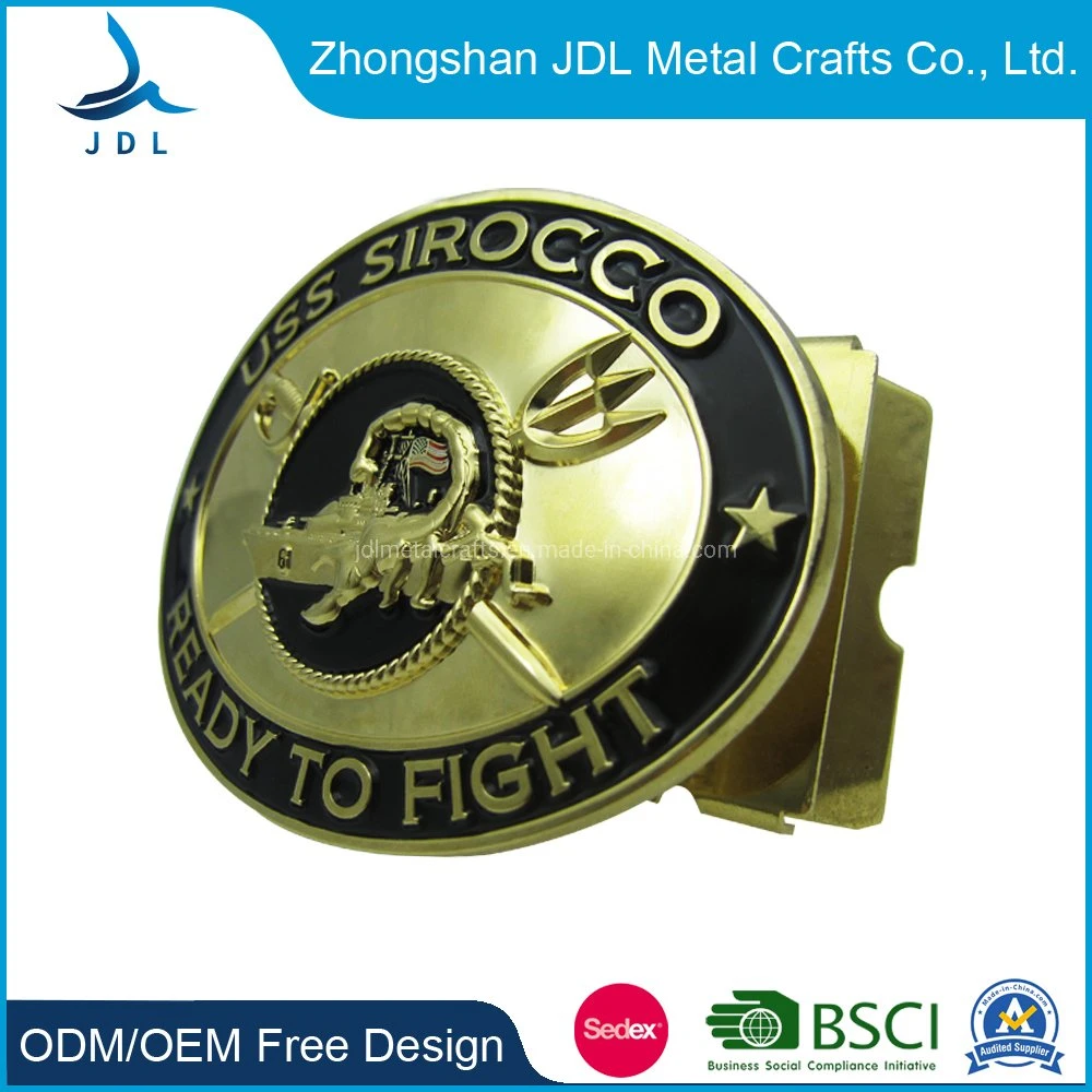 Custom Fashion Jewelry Gold USA Sirocco Metal Belt Buckles with Soft Enamel (belt-056)