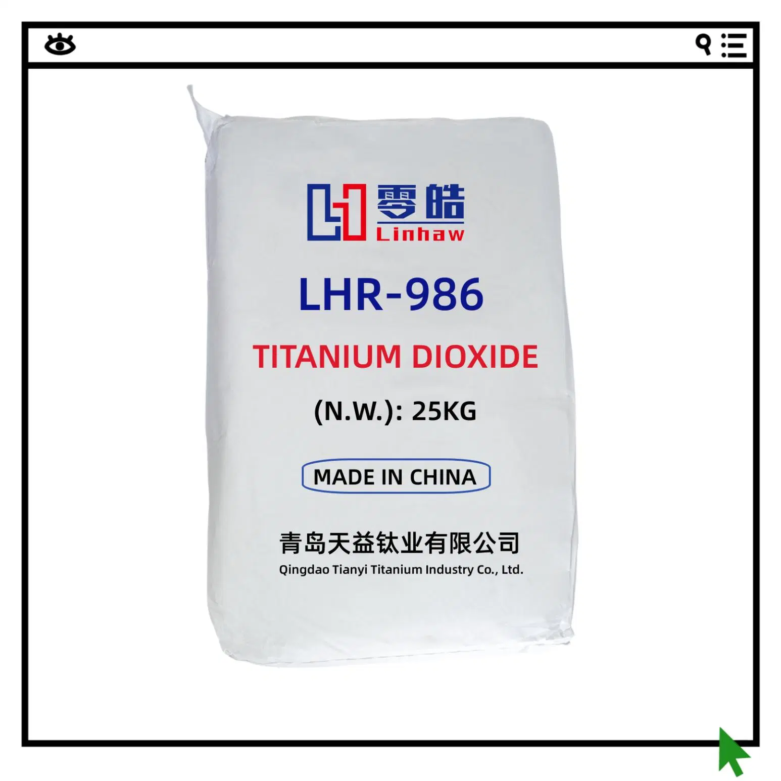 Titanium Dioxide for Glass TiO2 Linhaw Lhr-986 Widely Used in Paint, Plastic, Ink, Paper Making, Coatings, Rubber