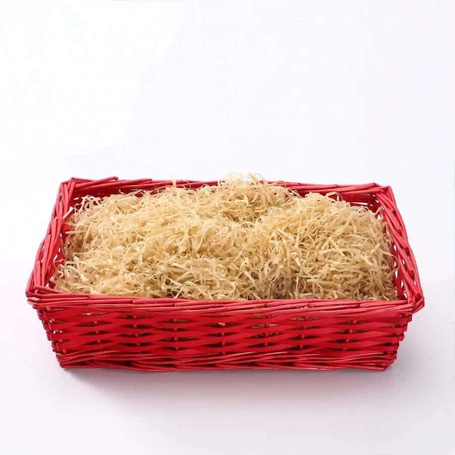 Natural Rectangular Woven Empty Xmas Wedding Birthday Knitting Gift Wicker Hamper Basket