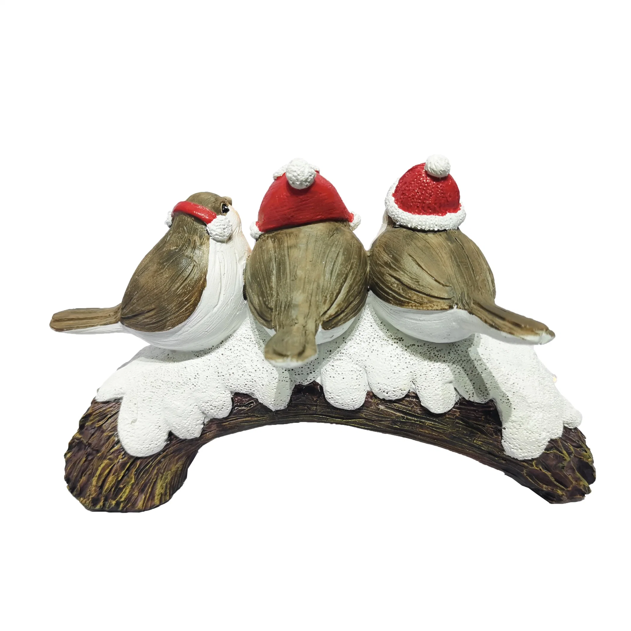 Resin Home Decorations Ocean Resin Figurines Bird with Christmas Hat